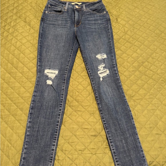 Levi's Blue Distressed Skinny Jeans - Picture 1 of 3